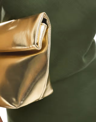 LUNESSA DESIGN roll top clutch bag in gold