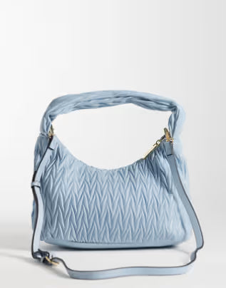 Accessorize quilt handheld shoulder bag in light blue