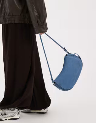Glamorous mini saddle bag in denim blue