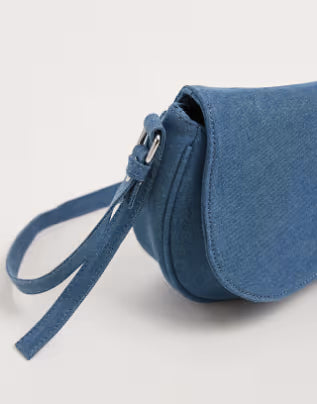 Glamorous mini saddle bag in denim blue