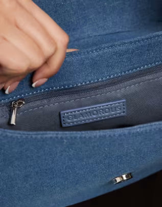 Glamorous mini saddle bag in denim blue